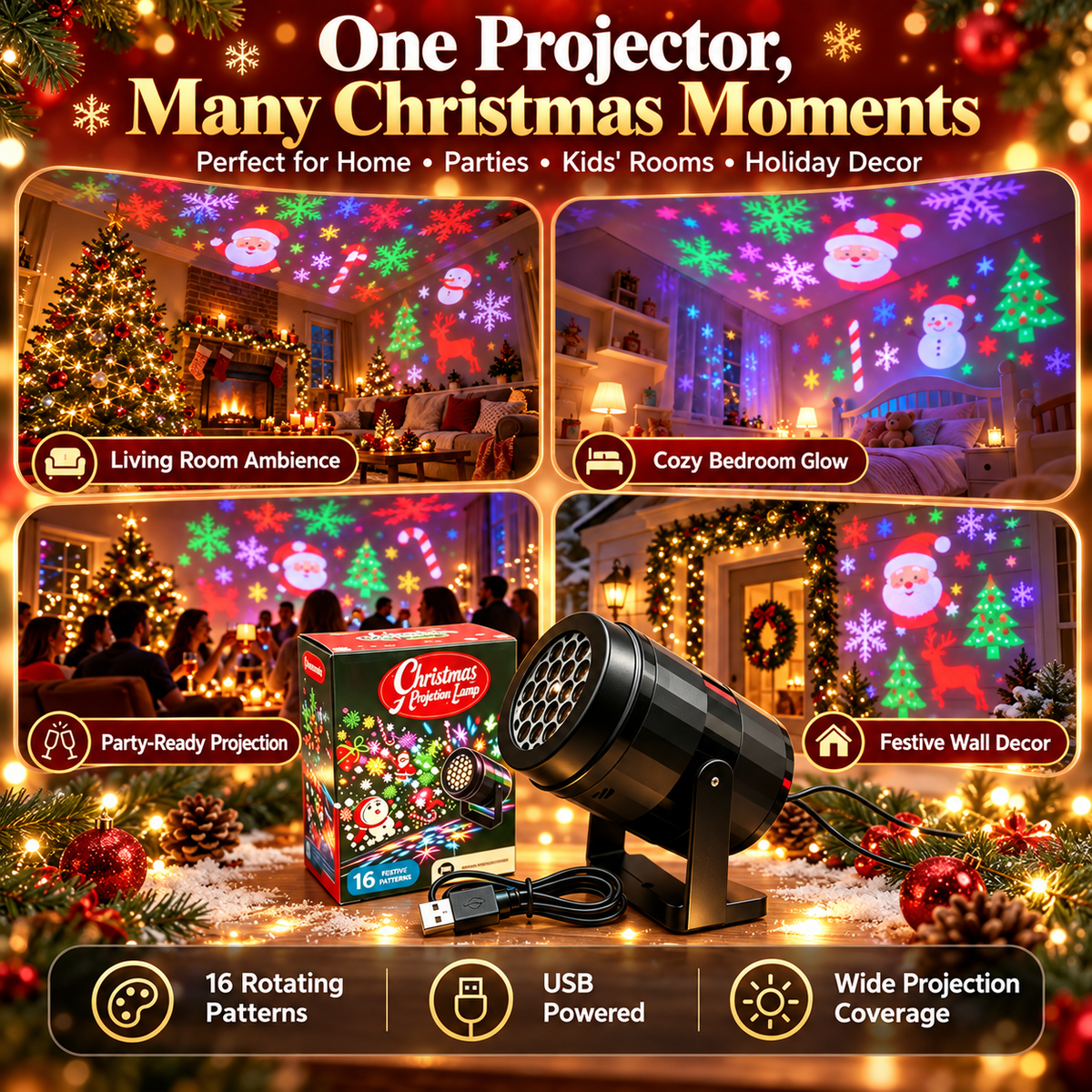 HD Christmas Projector – 6 or 10 Festive Scenes!!!