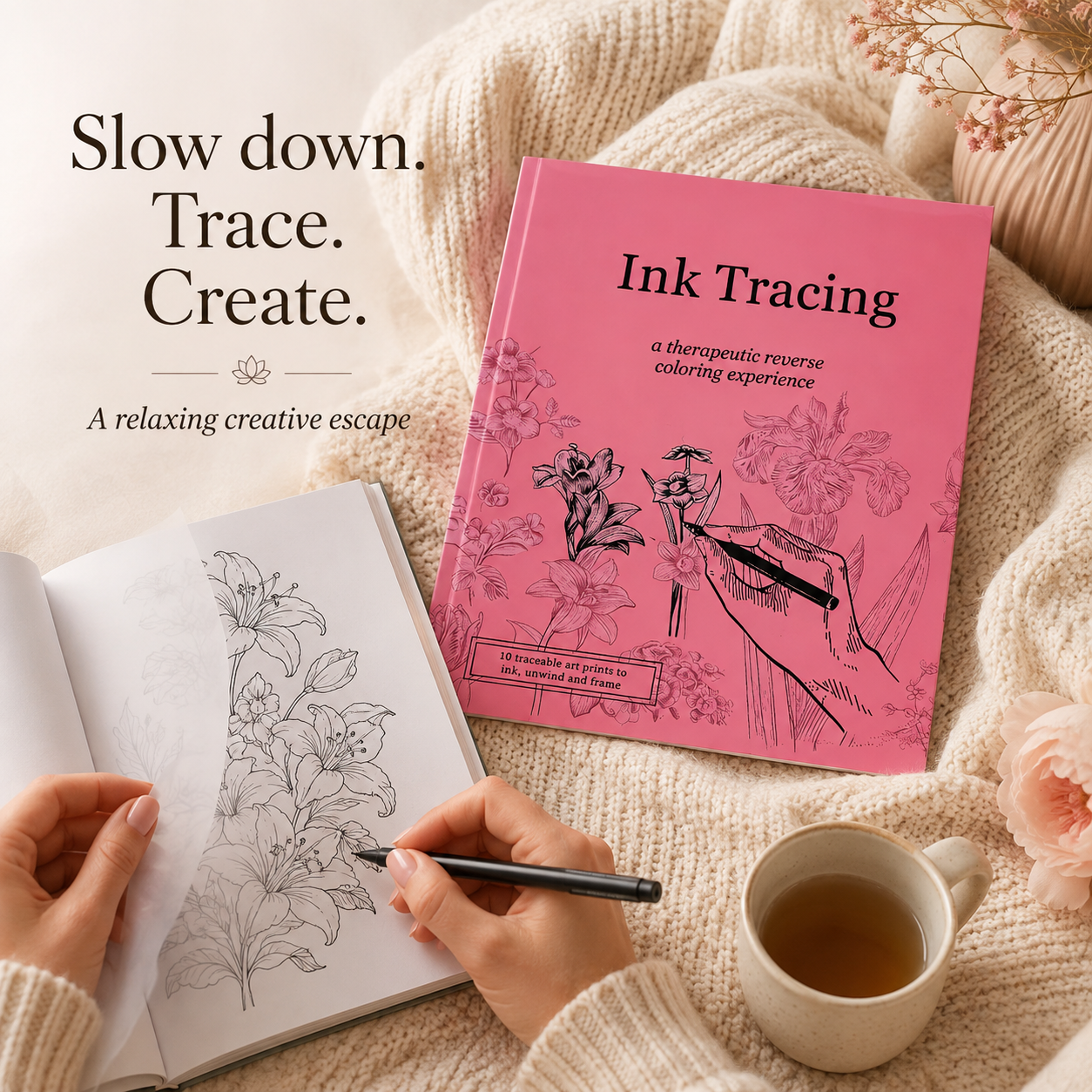 Beginner-FriendlyšInk Tracing: A Therapeutic Reverse Coloring Experienceš(Deluxe Edition)