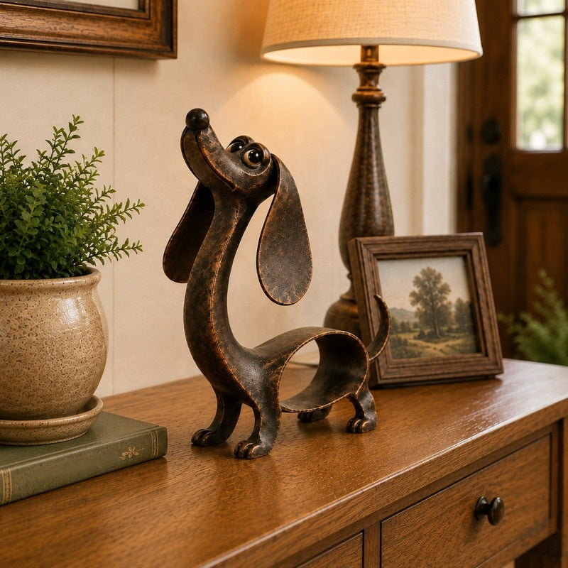 đ¶ Antique Bronze Dachshund Sculpture | Vintage Home Garden Ornament