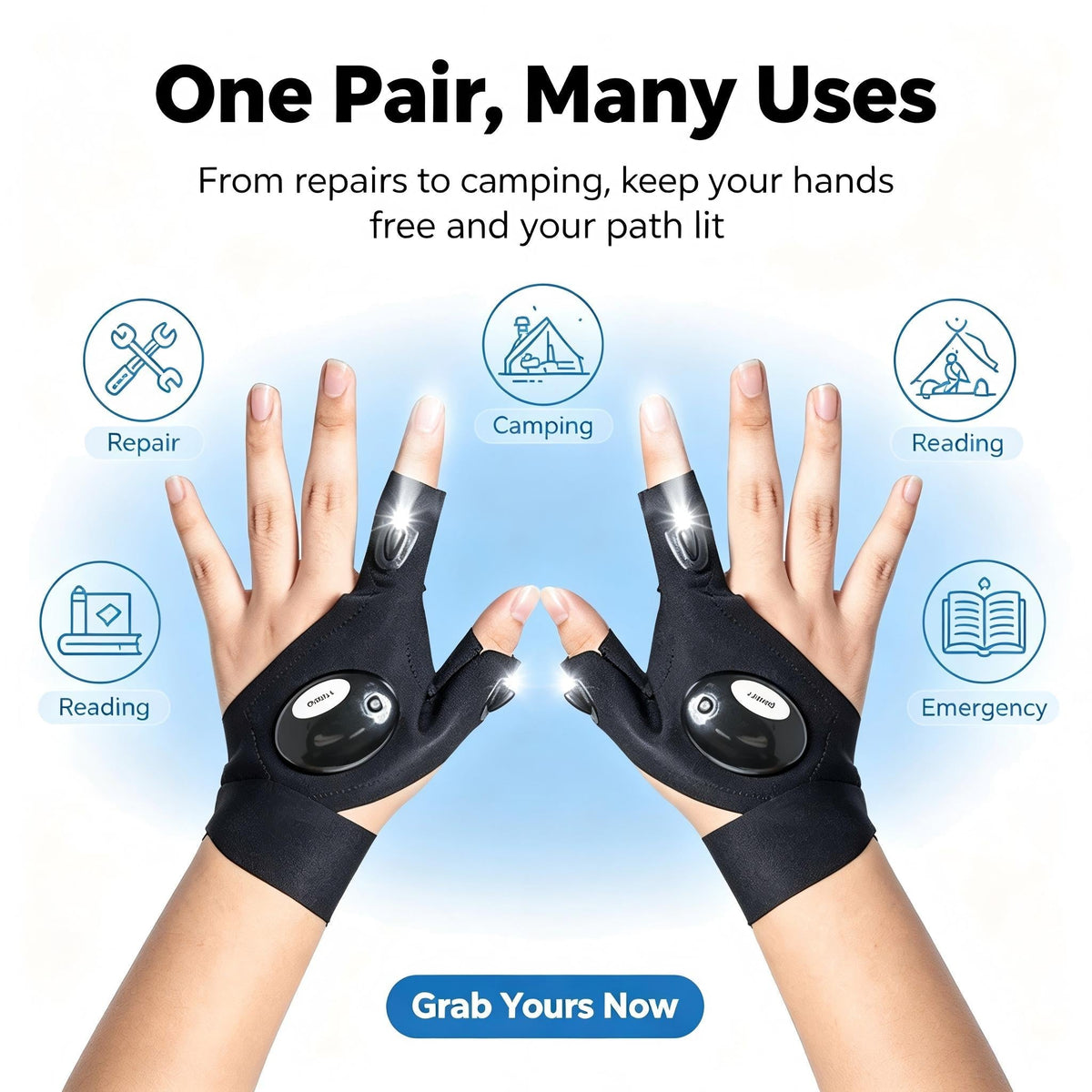 đ§€ Wearable Finger Torches â Illuminated Gloves for Angling, Camping, DIY & Night Adventures