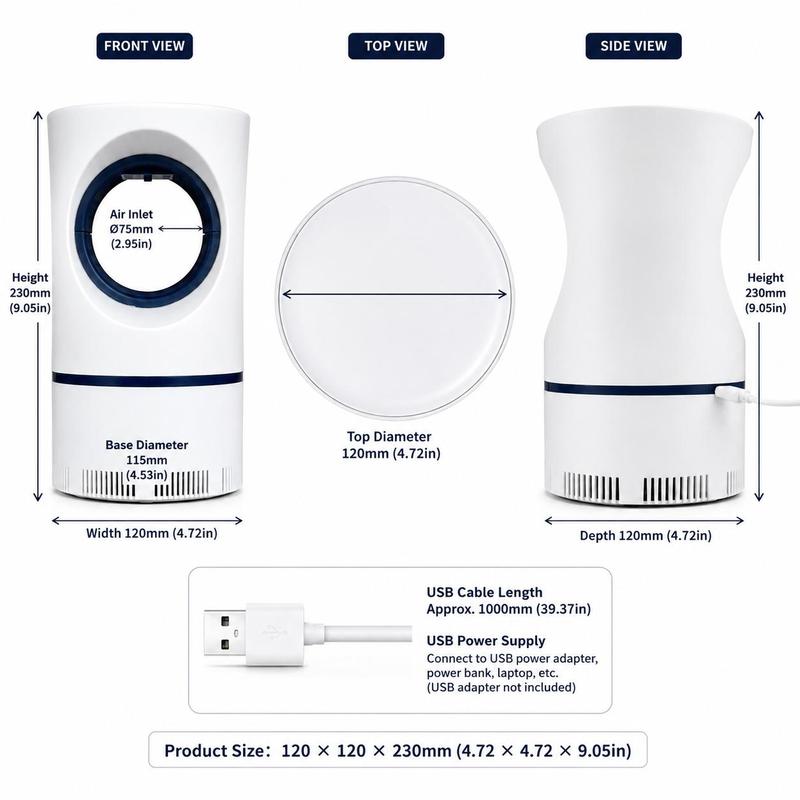 🦟Ultra-Quiet UV Mosquito Trap Lamp – Chemical-Free Insect Catcher with 360° Suction