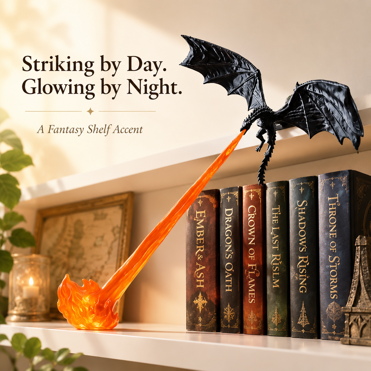 ๐ Buy 2 Get Free Shipping ๐ ๐ 3D Dragon Flame Bookshelf Nook Light ๐
