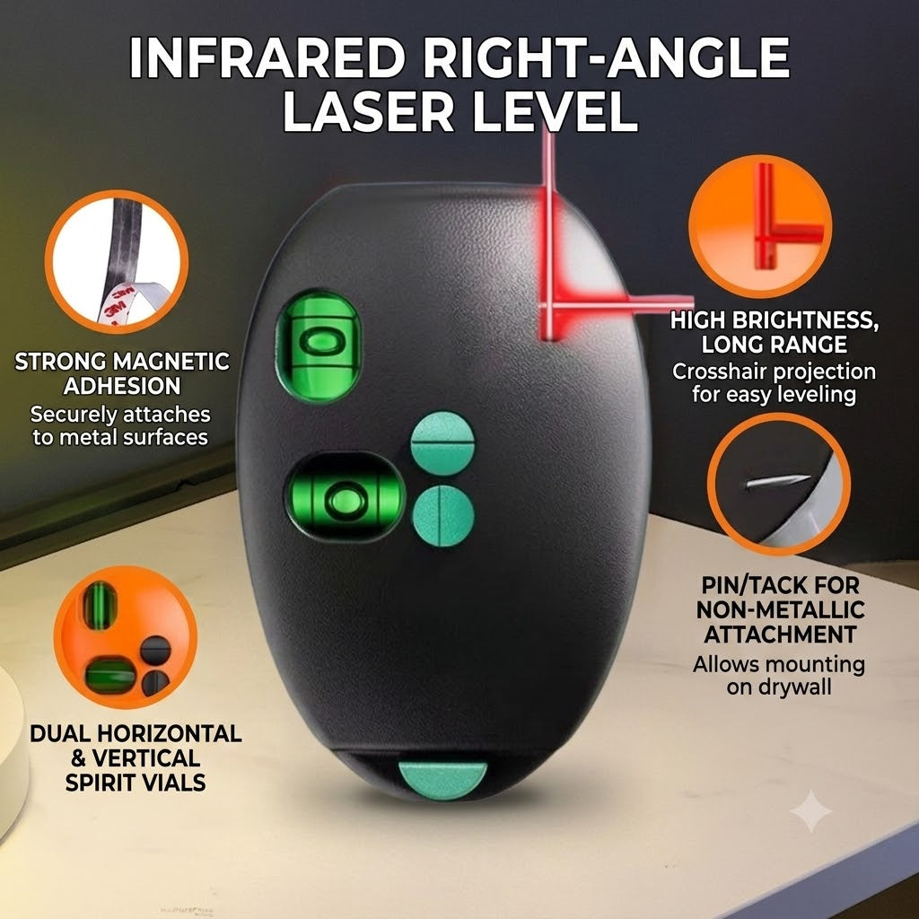 🥳2026 HOT SALE🥳💞50K+ SOLD!🔨🌟 50% OFF! 90° Infrared Level – Bright laser, right angle precision. Perfect for tiling, framing & hanging art. Level up your DIY game! 🖼️✨
