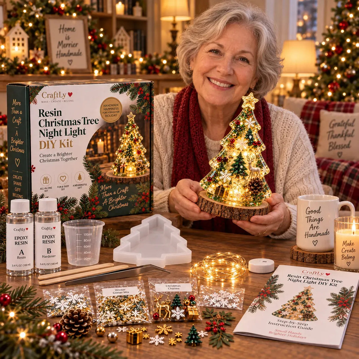 đBeginner-Friendly Resin Christmas Tree Night Light DIY Kitâ¨