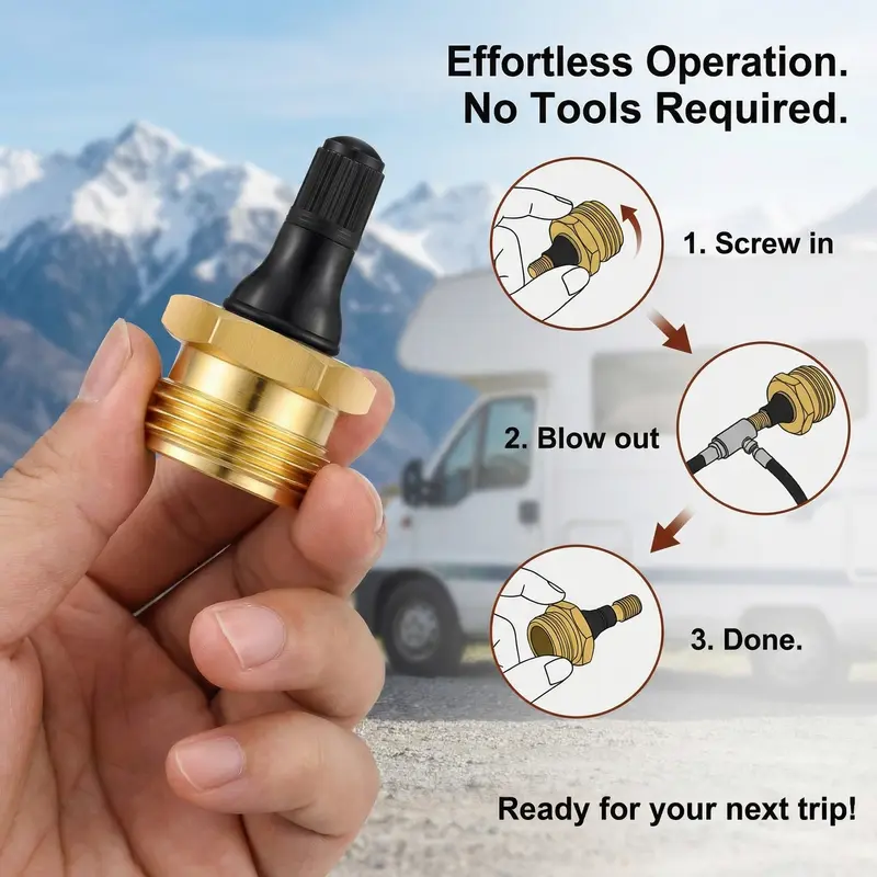 2-Pcs Brass RV Blow Out Plugs with Drain Valve❄️