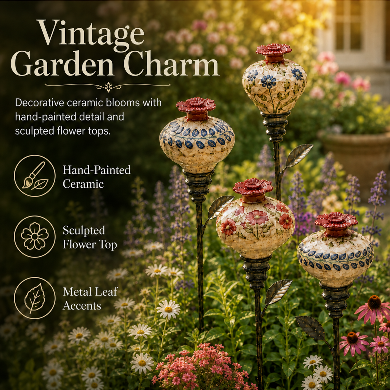Ceramic hummingbird feeder details