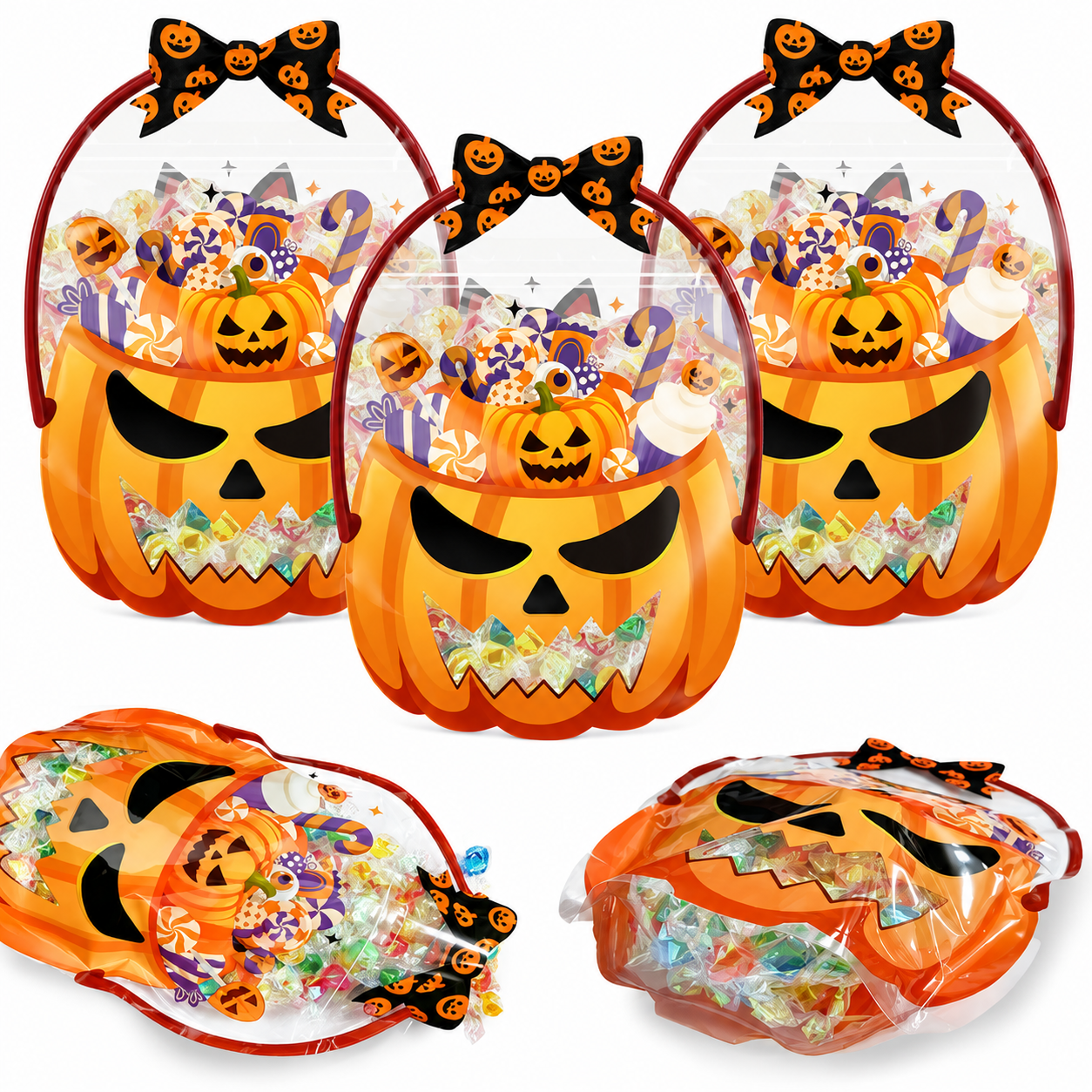 🎃 Halloween Trick-or-Treat Candy Bag – Cute Pumpkin & Witch Cauldron Treat Gift Tote