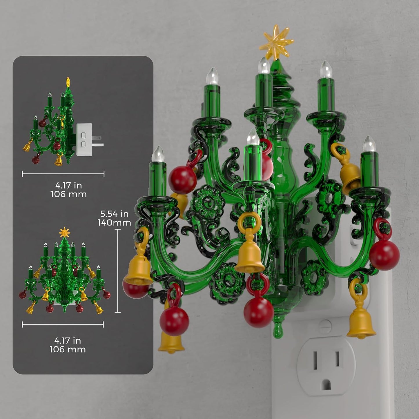 LED Christmas Night Light, Plug in Night Light, Dusk to Dawn Sensor