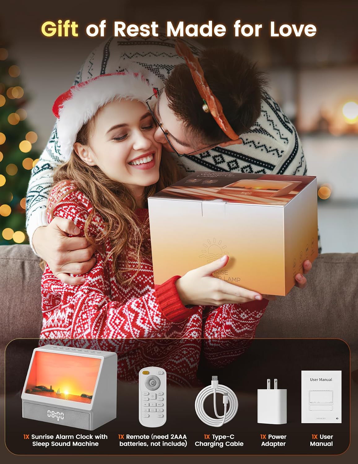 🌅Sunrise Alarm Clock for Heavy Sleepers - Wake Up Light with White Noise Machine & Bluetooth Speaker