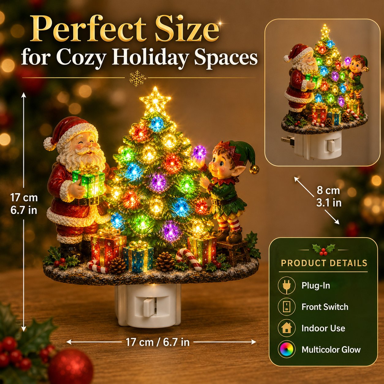 π Jeweled Christmas Tree Plug-In Night Light