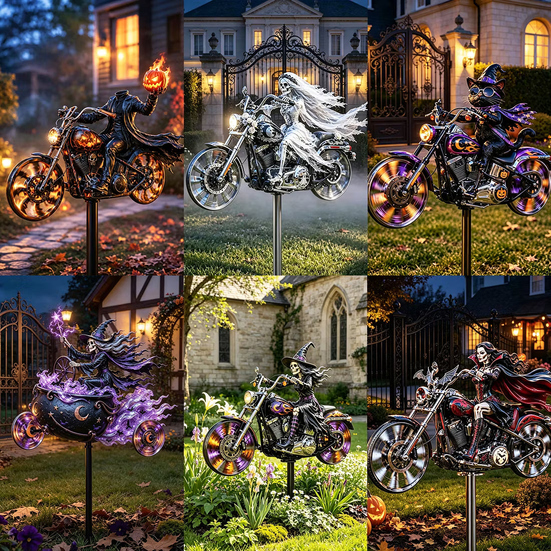 🎃 BikerSpooky™ Halloween Motorcycle Garden Windmill 🏍️