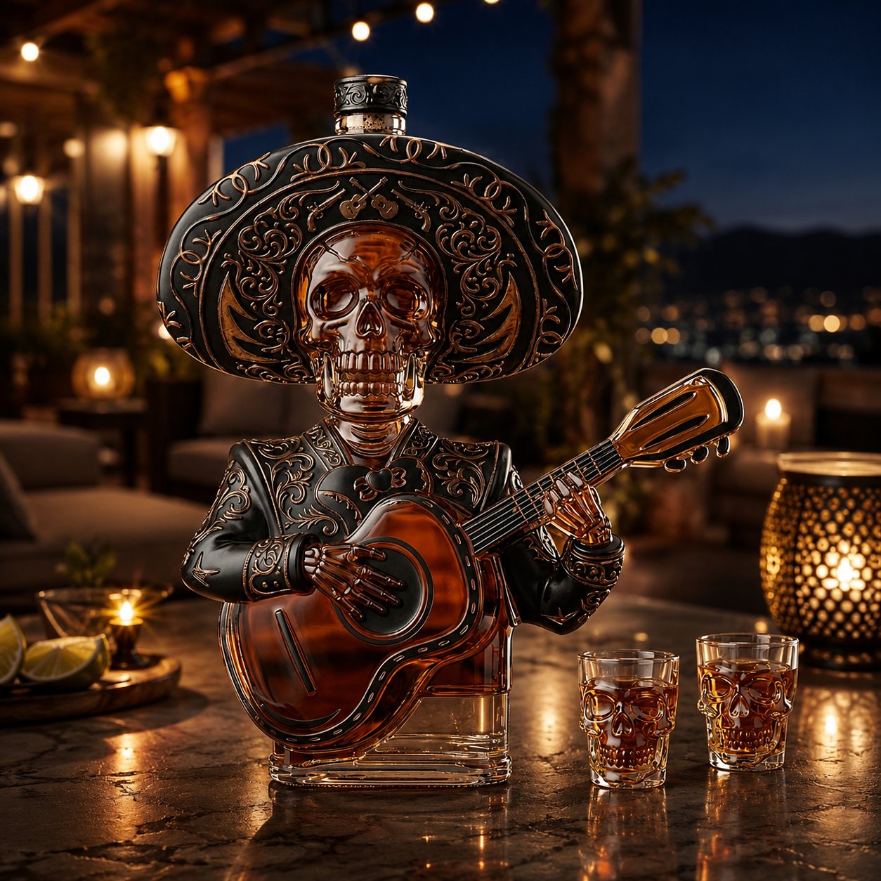 💀 El Mariachi's Soul – Mexican Mariachi Skeleton Decanter Set