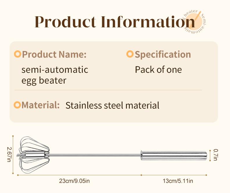🔥 Stainless Steel Semi-Automatic Whisk
