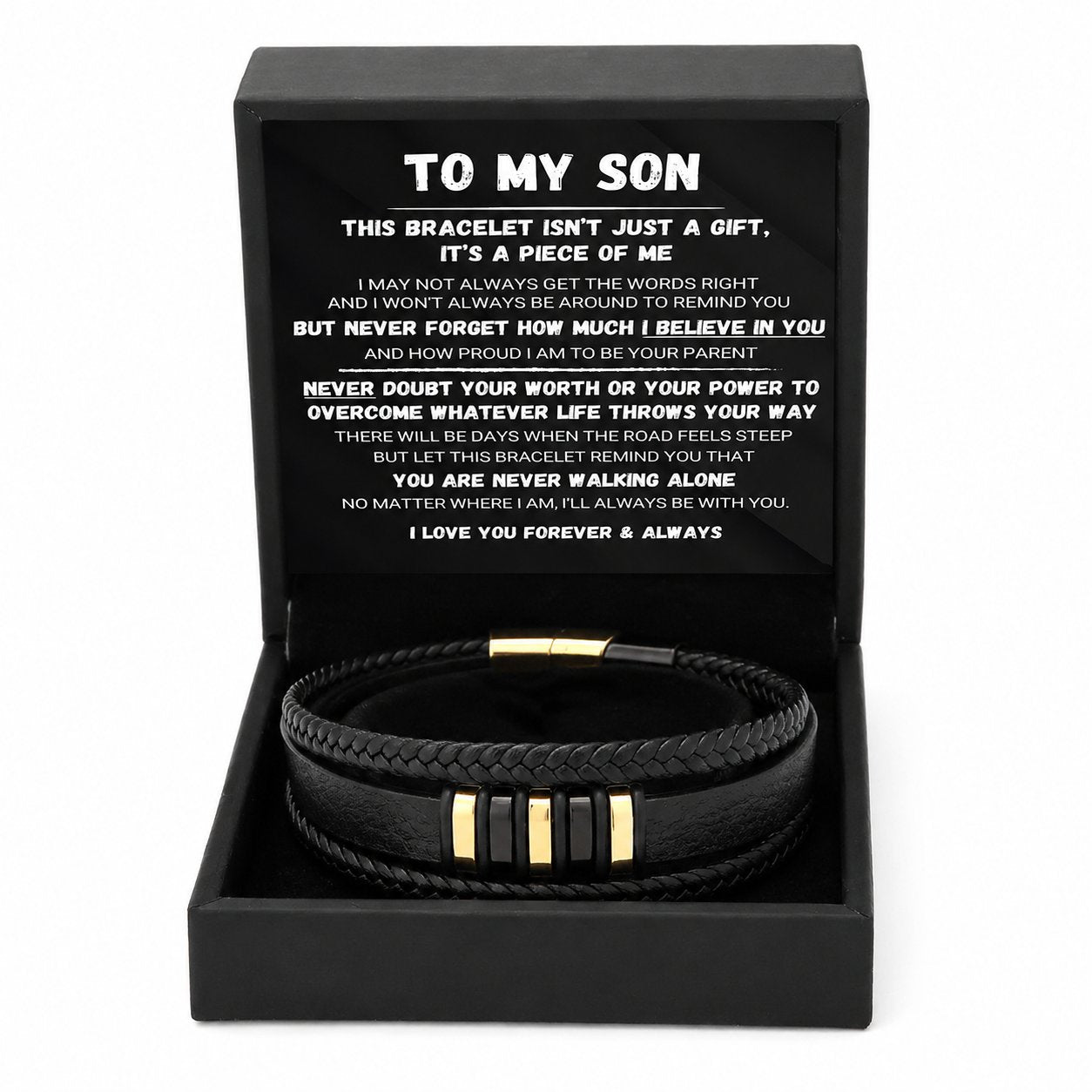 ๐คTo My Son โ Never Walk Alone Braided Bracelet Set