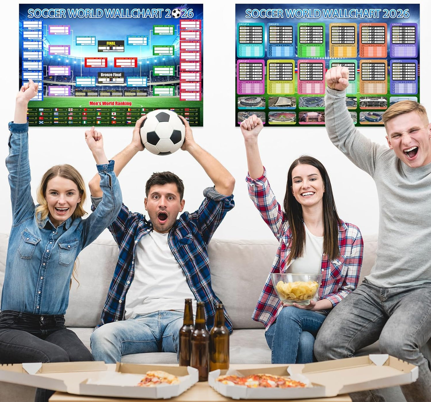 β½π Ultimate 2026 Soccer Fan Wall Chart Kit β Group Stage & Knockout Posters (23.6β x 35.4β), Marker Pen & Mounting Strips Included