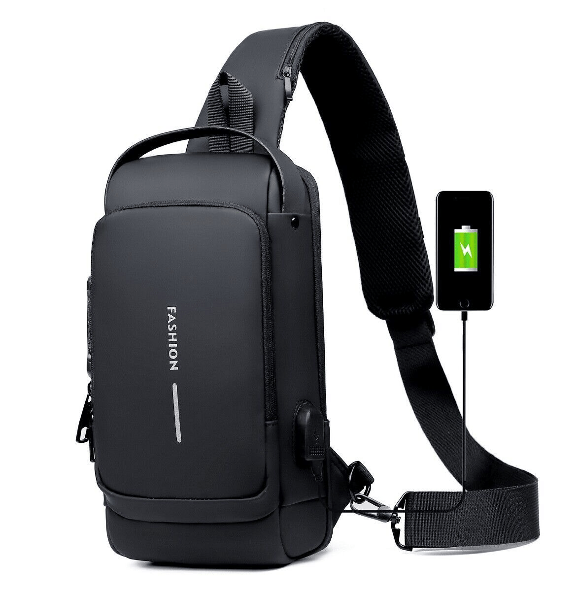 🔒 Anti-Theft Smart Sling Bag | Built-in USB Charging & Secure Combination Lock