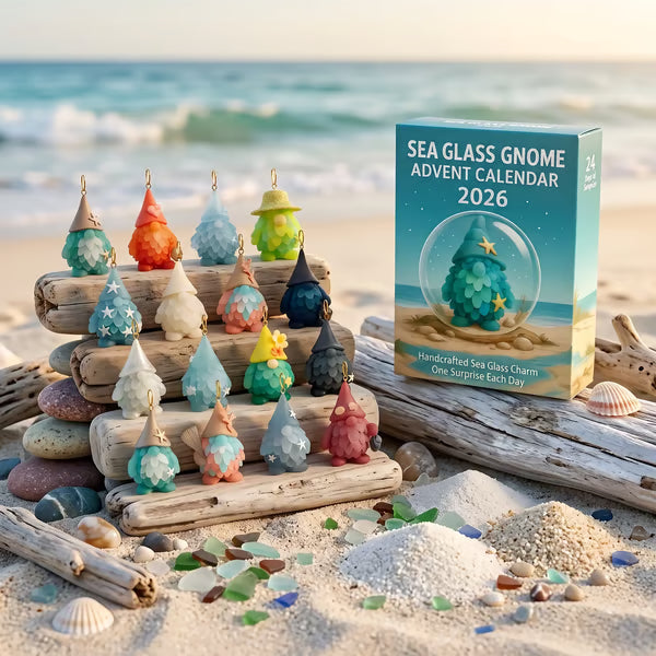 🌊🧝♂️ Sea Glass Gnome Advent Calendar 2026 | 24 Coastal Gnome Charms for Christmas Countdown, Tree Decor & Holiday Gifts 🎄✨
