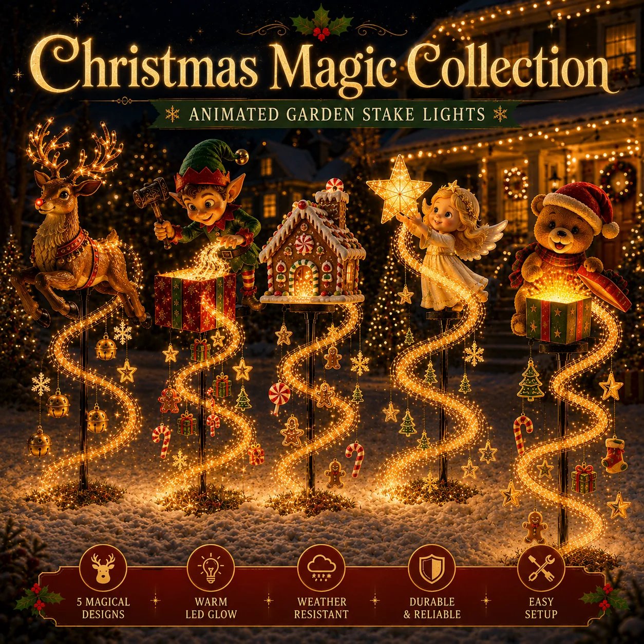 🎅Christmas Early Discount 49% Off🎄✨Christmas Magic Garden Collection - Transform Your Yard Into A Winter Wonderland With Enchanted Flowing Lights(31.5 inch)