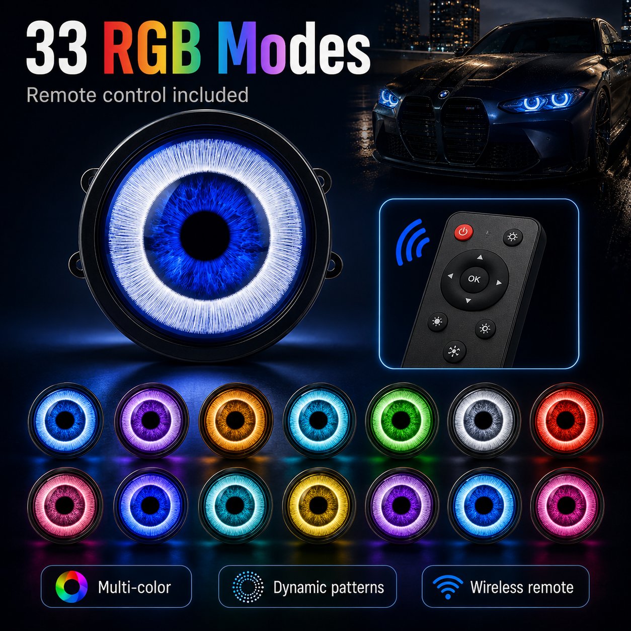 🔥HOT SALE🔥👁️Animated Demon Eye LED Projector Headlight Kit