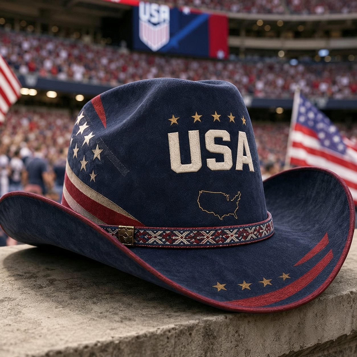 Legendary Nation Cowboy Hat - Premium Embroidered Country Flag Western Hat for Game Day & Festivals