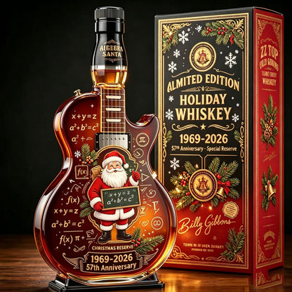 📦🎅🏼57th Anniversary Christmas Guitar Whiskey Decanter – Limited Edition Rock & Roll Collectible Gift