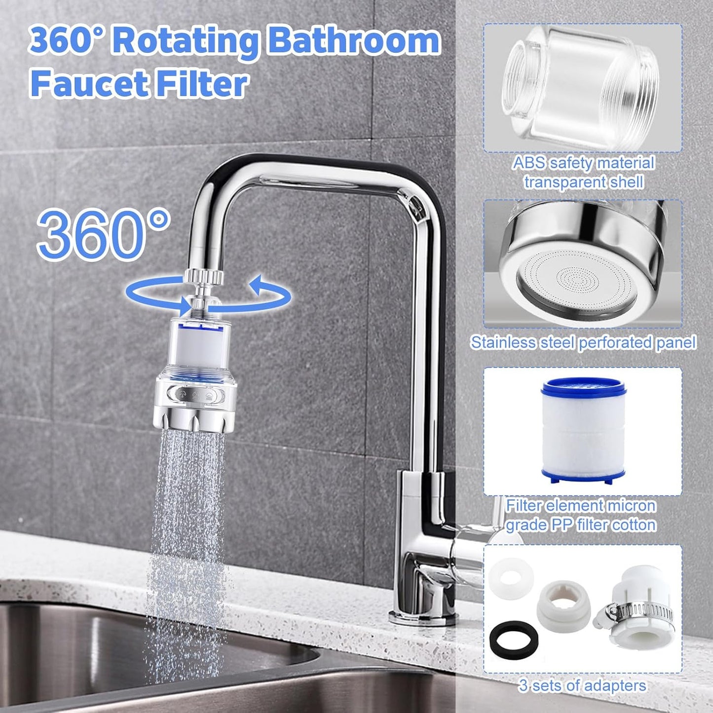 🚰 SAVE 50%! 💧 360° Faucet Filter – 6-Layer Filtration, 3 Spray Modes & Splash-Free Design – Cleaner Water, Effortless Cleaning ✨