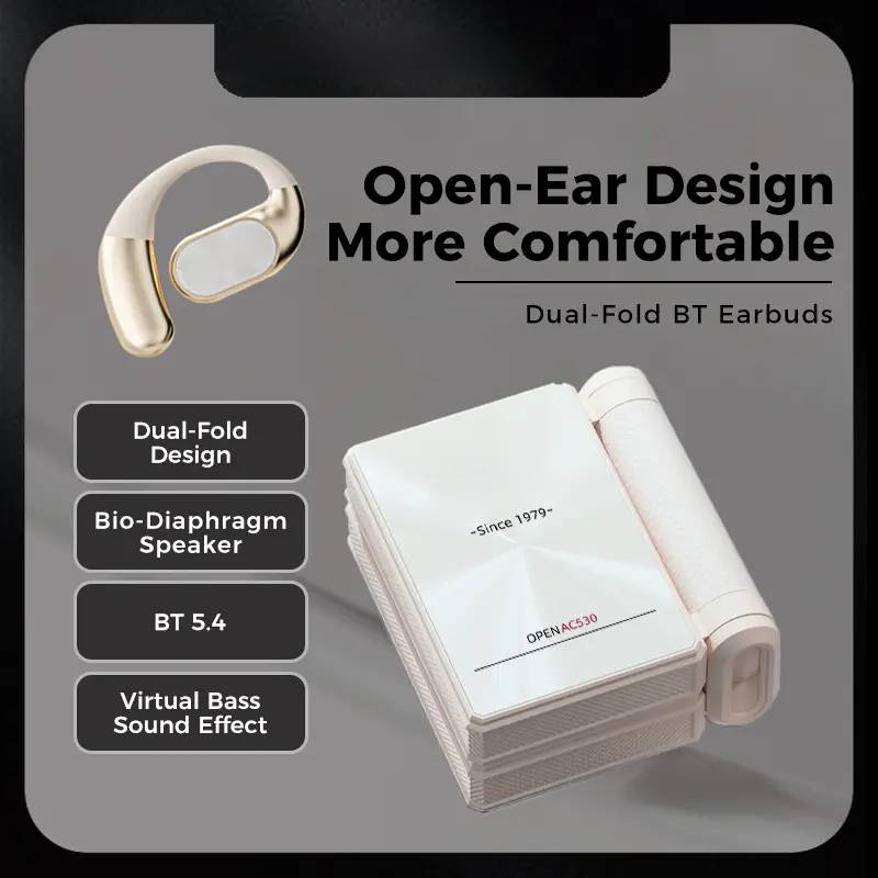 🎧 AC530 Open-Ear Headset | 165H Battery, Bluetooth 6.0, Ultra Comfort Wireless Earbuds