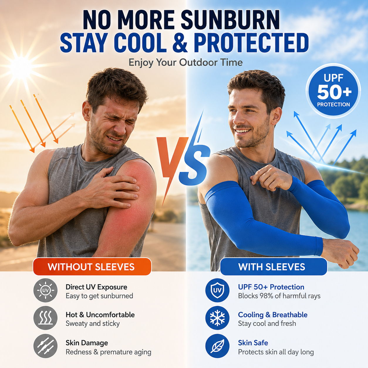 🔥 50% OFF | UPF 50+ Cooling UV Protection Arm Sleeves for Men & Women | Stay Cool Outdoors