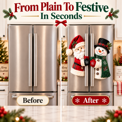 🎅⛄ Christmas Kitchen Handle Huggers™ – Santa & Snowman Holiday Decor 🎄