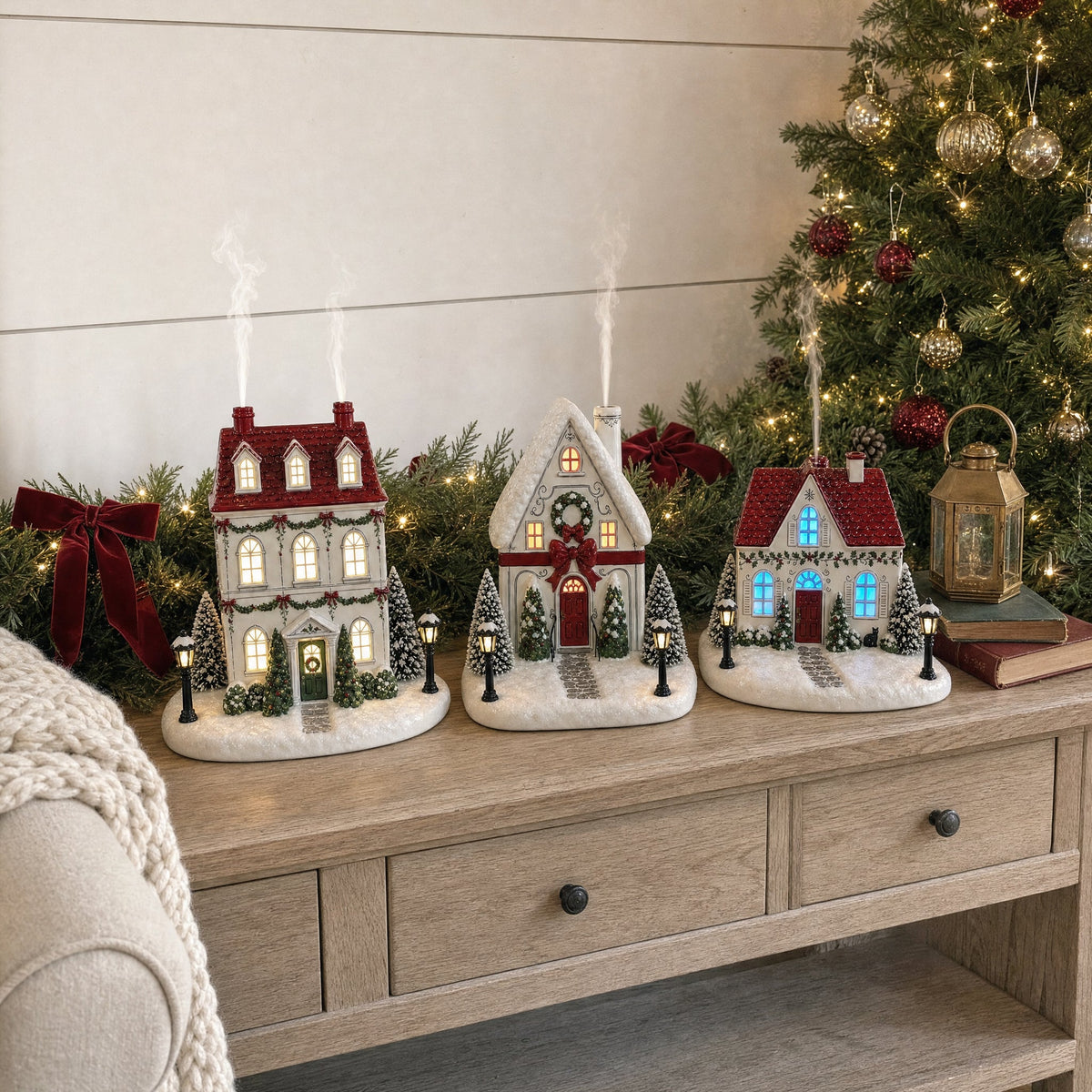 🏠 Christmas House Aroma Diffuser – Gentle Mist & Glowing Windows
