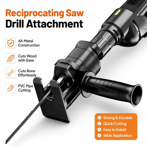 🔧1 Count Reciprocating Saw Attachment for Drill, DIY Tool for Home Renovation, Wood & PVC Cutting Helper