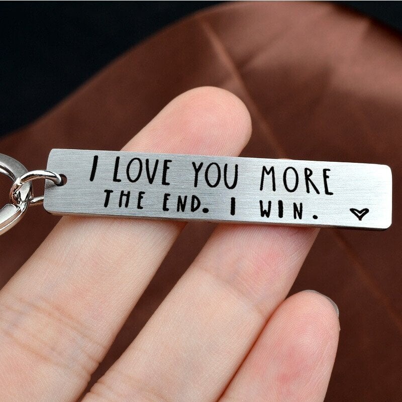 🎁S925 Sterling Silver⇝💓 "I Love You More The End I Win" Funny Birthday Keychain