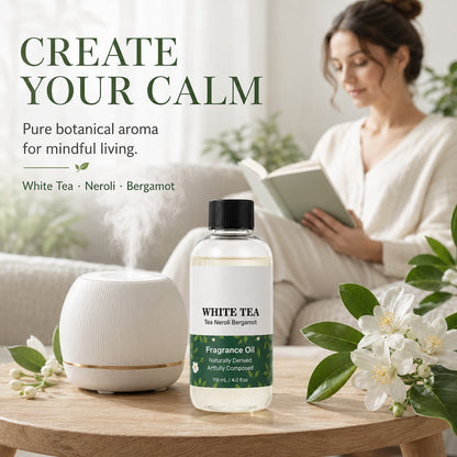 🏨 Premium White Tea Fragrance Oil Refill – Long-Lasting Clean Scent for Room & Office 🌿
