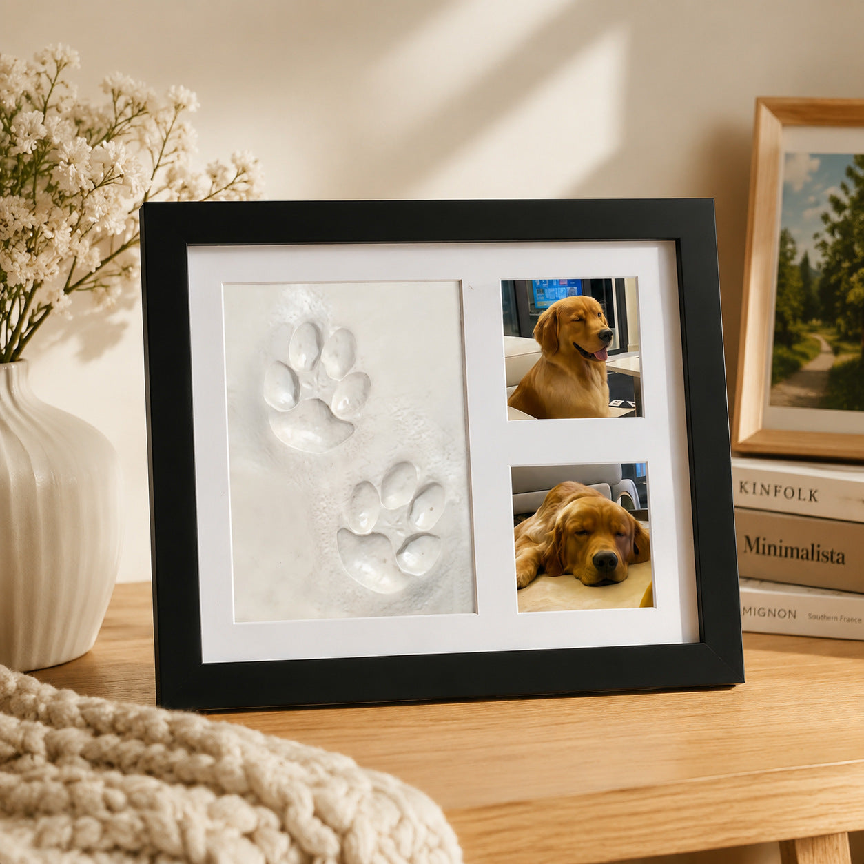 🐾DIY clay paw-print keepsake frame with space for two photos