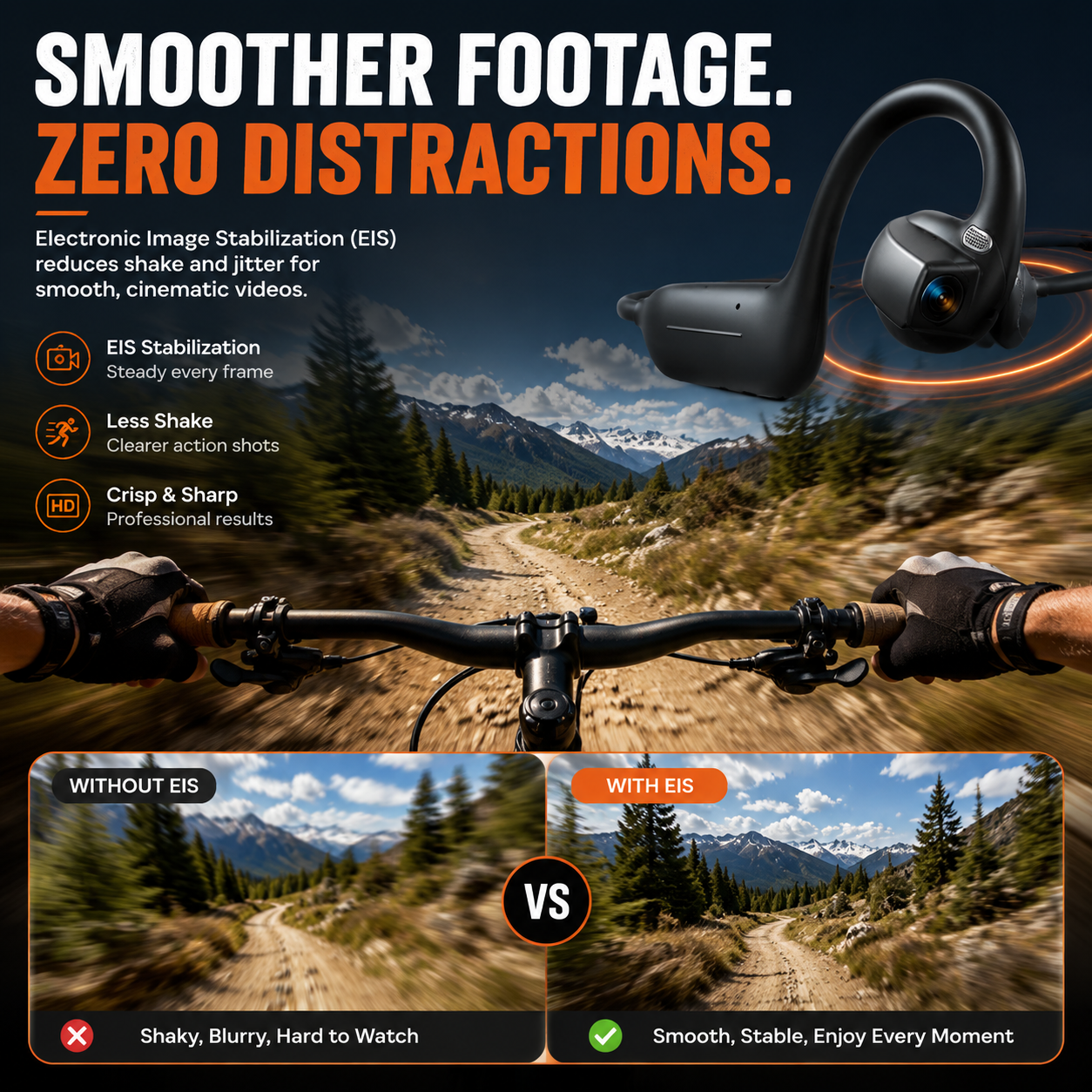 👂Smart earphones with 8MP camera for photos and videos, AI translation, and motion capture.