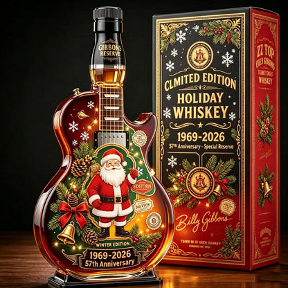 📦🎅🏼57th Anniversary Christmas Guitar Whiskey Decanter – Limited Edition Rock & Roll Collectible Gift