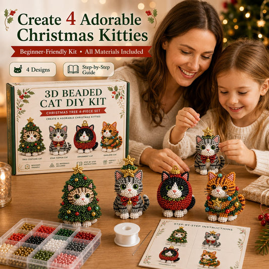 🐱✨ Create Your Own 3D Beaded Christmas Cats | Beginner-Friendly DIY Kit🎁Buy 2 | FREE Shipping