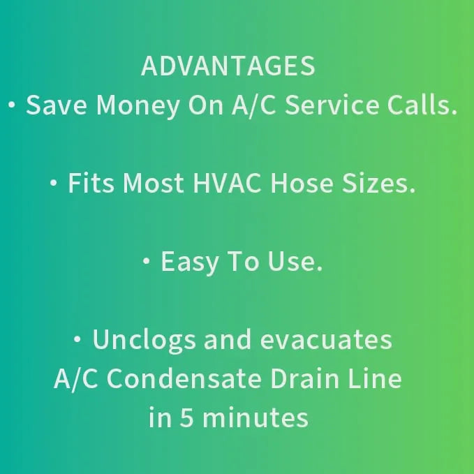 AC Drain Line Cleaner Adapter Evacuates & Unclog AC Drain Line
