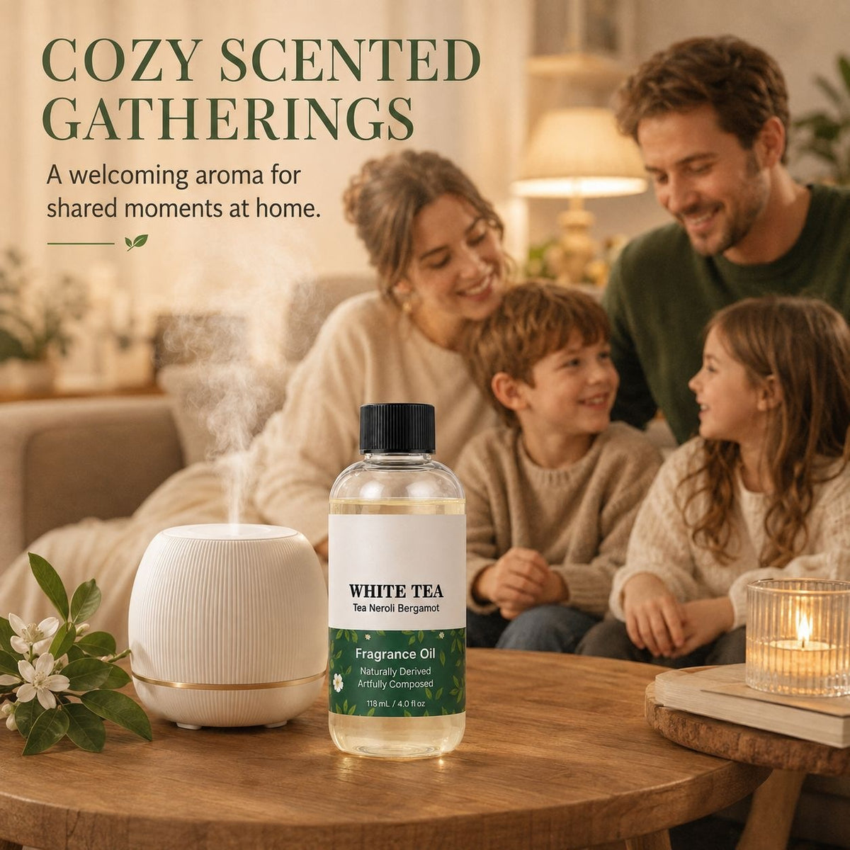 🏨 Premium White Tea Fragrance Oil Refill – Long-Lasting Clean Scent for Room & Office 🌿