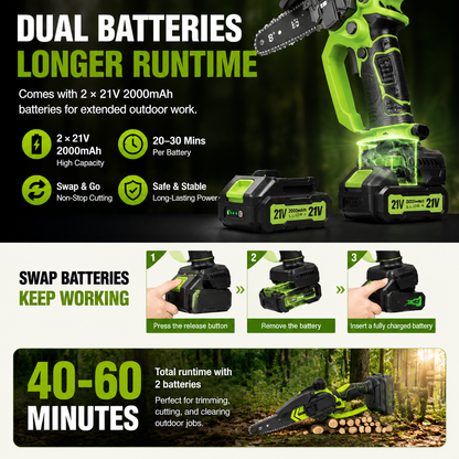 Mini Chainsaw 🔋 6-Inch Portable Electric Chainsaw for Tree Trimming & DIY  URL Handle