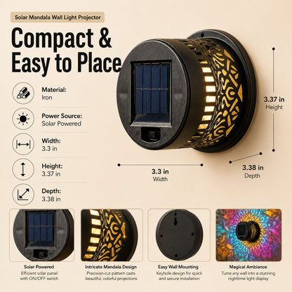 🎇Solar Mandala Wall Light Outdoor Garden Fence Projector Lamp Patio Ambient Decor