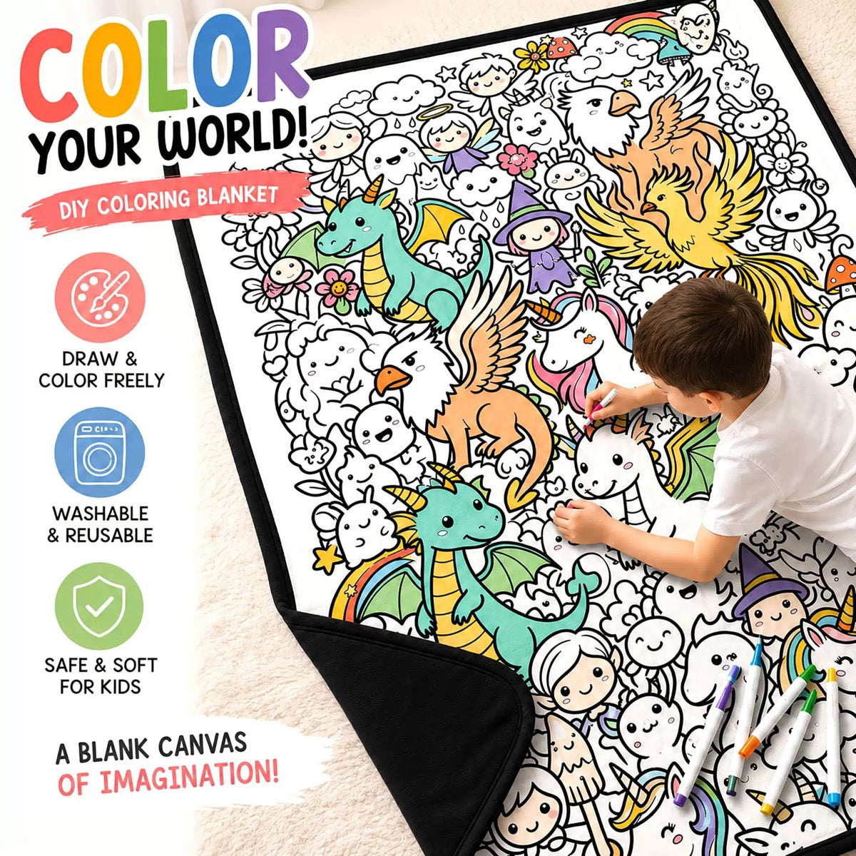 Zavrlyshop™ Coloring Blanket🖍️ Color It. Wash It. Repeat It! 🔄✨