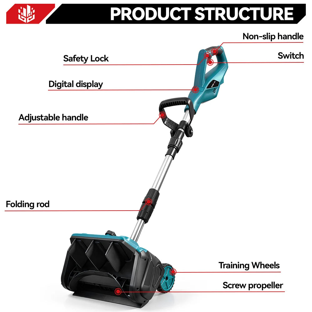 52.8" Brushless Cordless Snow Shovel Foldable with Wheels | For Makita 18V Battery