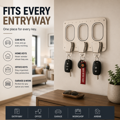 ✈️ Aviation Style Key Holder – Buckle-Inspired Wall Mounted Key Organizer for Entryway & Home