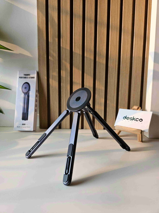 4-in-1 Magnetic Aluminum Device Stand - Portable Foldable Desktop Mount for Phone, Tablet & Laptop