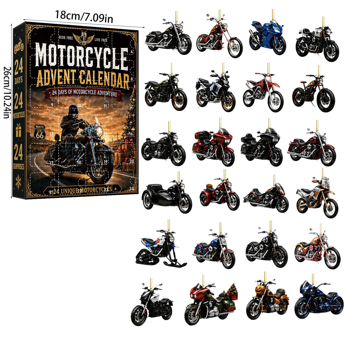 🏍️ Ride Into Christmas! 24-Day Motorcycle Theme Advent Calendar & Collector's Gift Box