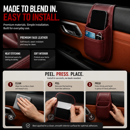 📱 Car Phone Storage Pocket – Slim Organizer for Phones, Keys & Cards