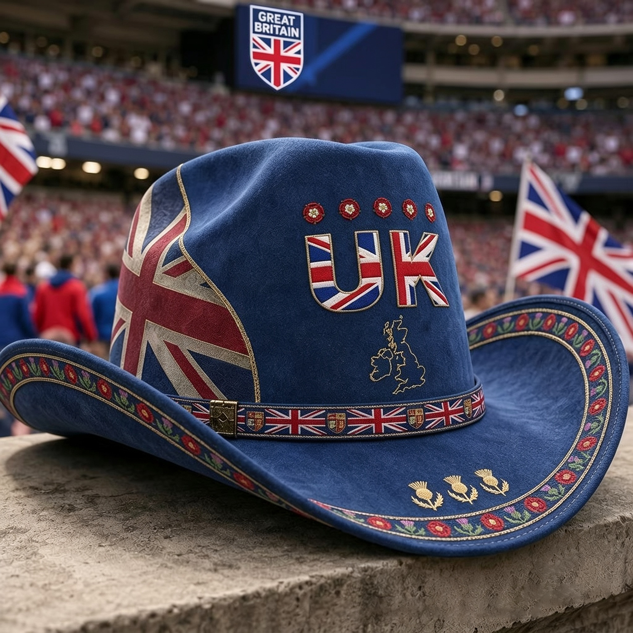 Legendary Nation Cowboy Hat - Premium Embroidered Country Flag Western Hat for Game Day & Festivals