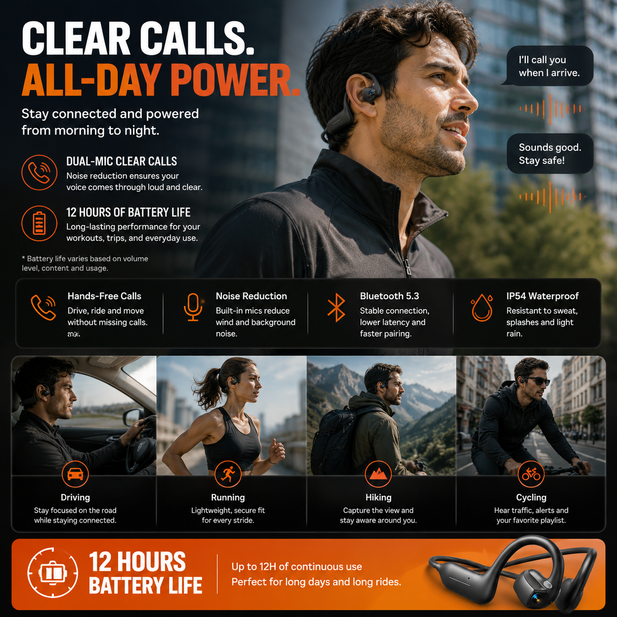 👂Smart earphones with 8MP camera for photos and videos, AI translation, and motion capture.