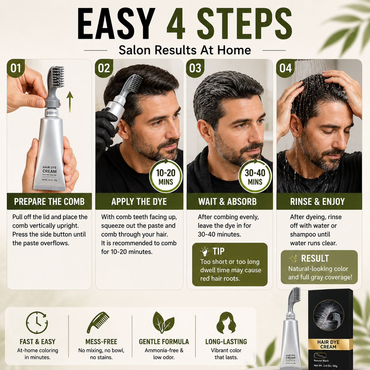 🔥LAST DAY 50% OFF | Look Younger In Minutes Easy Hair Color Touch-Up At Home